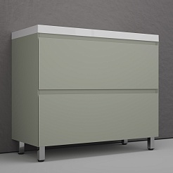 Style Line Тумба под раковину Манхэттен 100 Plus эмаль олива матовая – фотография-3